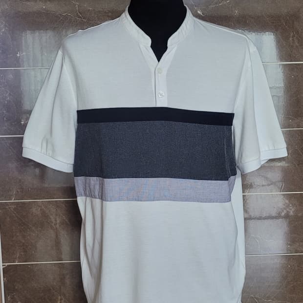 👔남성105사이즈👔프로젝트엠 화이트 배색 카라티