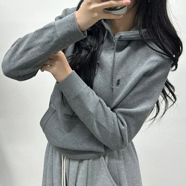 폴로 랄프로렌 그레이 코튼 니트 후드티(S)