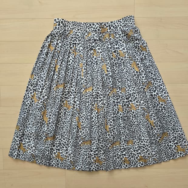 90s 빈티지 골드 레오파드 플리츠 스커트
