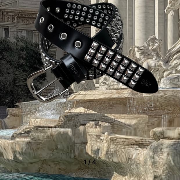 cashbaby STUDDED LEATHER BELT black
