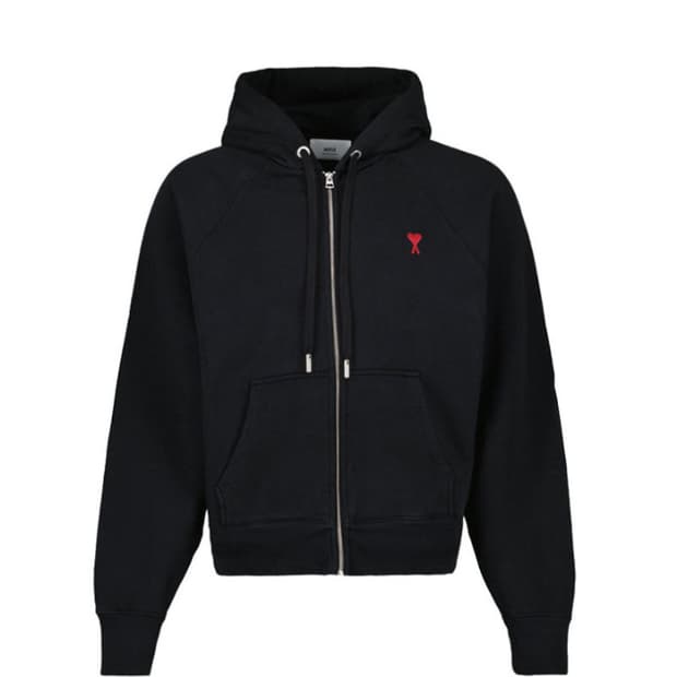 AMI 아미 하트 로고 집업 후드티 블랙·그레이·네이비 남여공용 병행수입