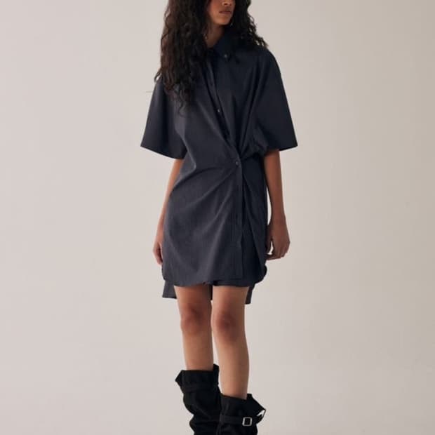 트리밍버드 대디핏 하프 셔츠 새상품 (스트라이프 블루)