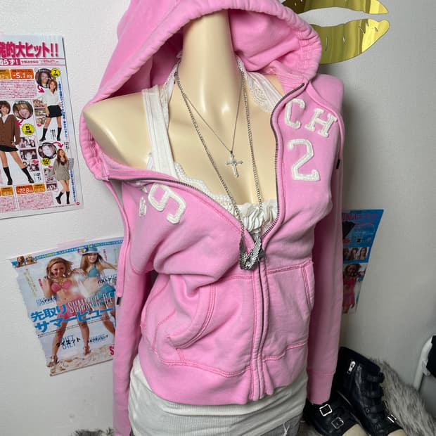 Abecrombie 아베크롬비 핑크 후드집업