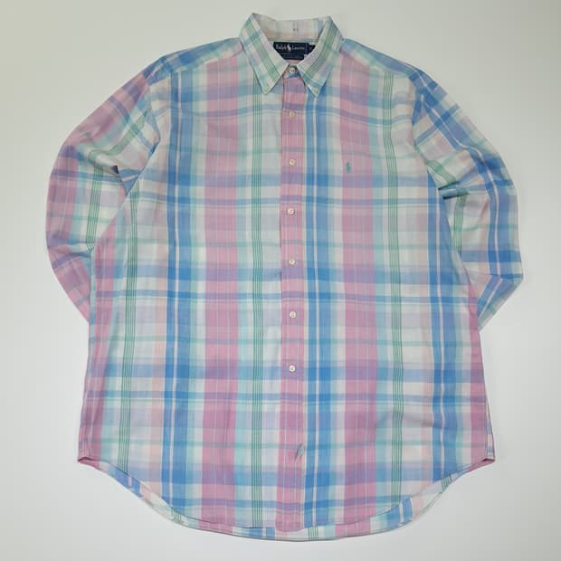 CL619 XL 폴로 80s 싱가포르판 마드라스 체크 파스텔 셔츠 남방