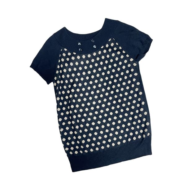 코에티 땡땡이 버튼 포인트 반팔 풀오버