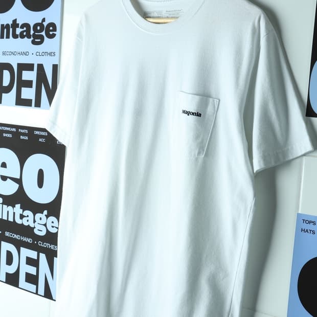 (L-XL) 파타고니아 반팔 티셔츠 원포켓 백프린팅 흰색-H32725