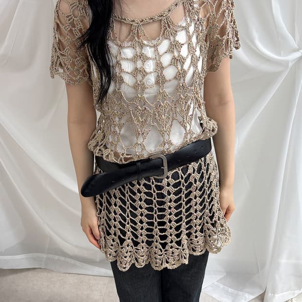 nao fishnet crochet pullover ops