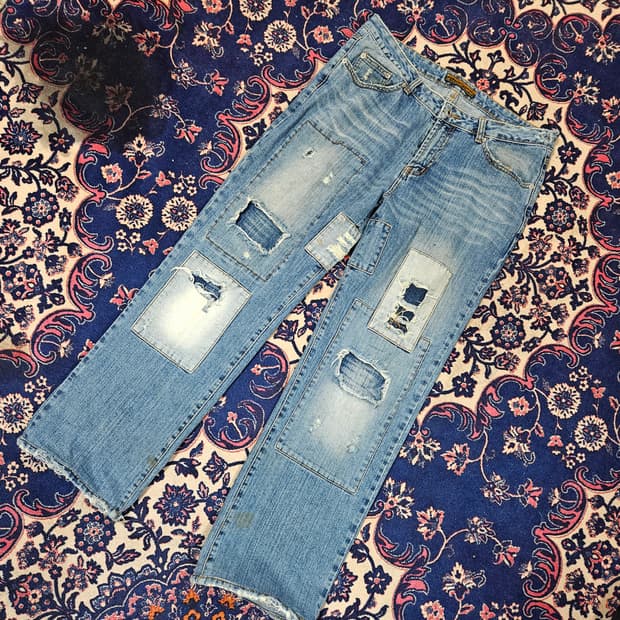 LABAGGY Company 빈티지 덧댐 워싱 레귤러핏 데님팬츠