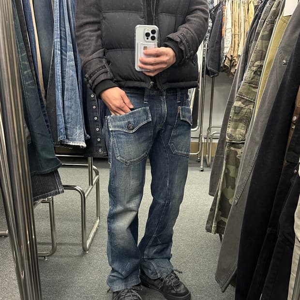 33) BLUE WAY 빈티지 워싱 데님팬츠 세미 부츠컷