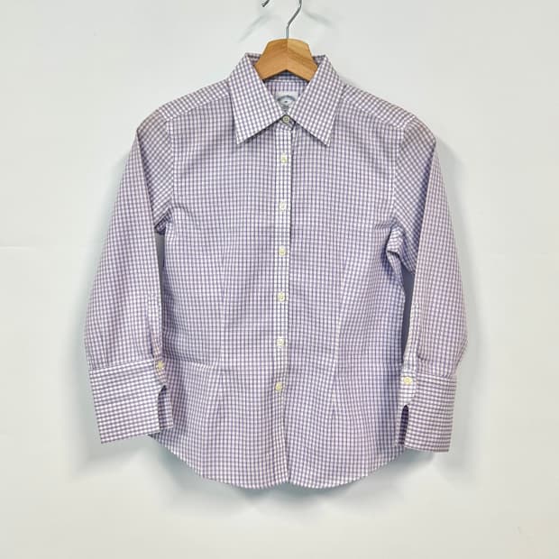 BROOKS BROTHERS 브룩스 브라더스 바이올렛 체크 7부 소매 셔