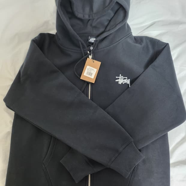 스투시 기모 블랙 후드 집업