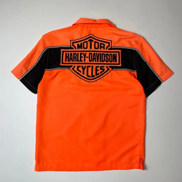 할리데이비슨 블레이즈 오렌지 빈티지 워크 셔츠 PN9639