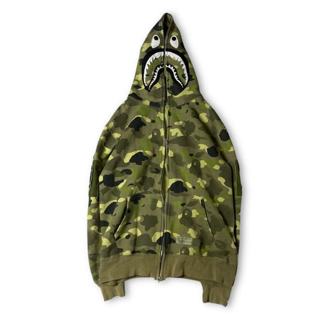 베이프 카모 샤크 풀 후드집업