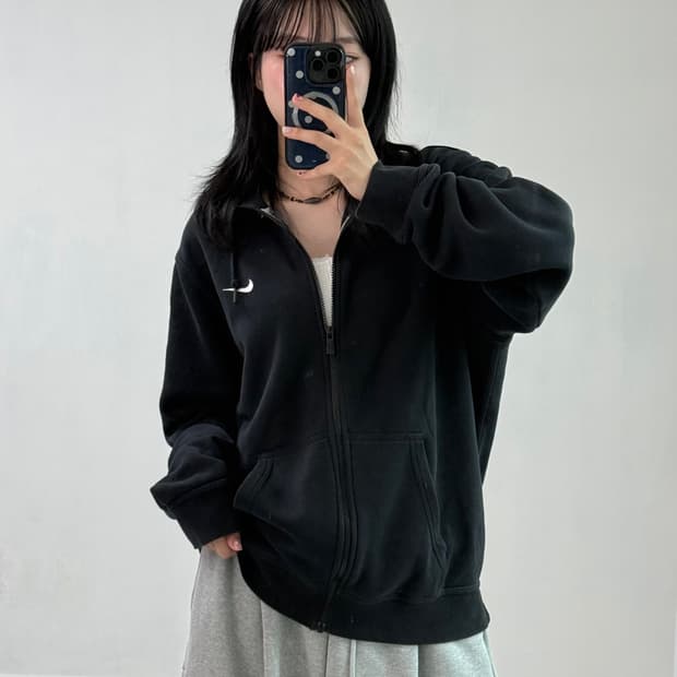 나이키 오버핏 블랙 후드집업