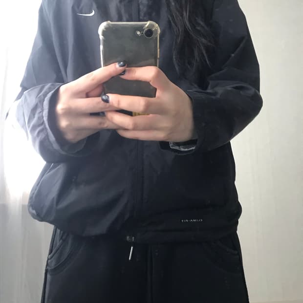 나이키 블랙 후드 윈드브레이커