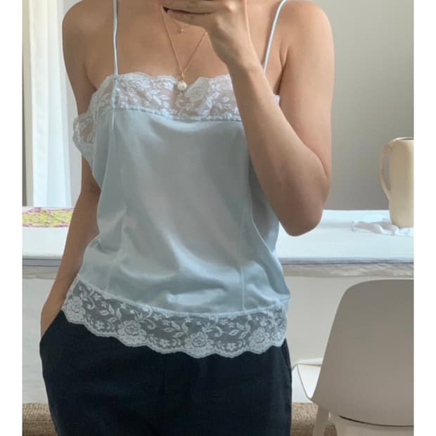 빈티지 레이스 슬립 탑