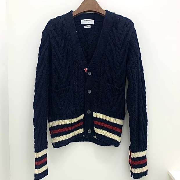 톰브라운 모헤어 네이비 가디건