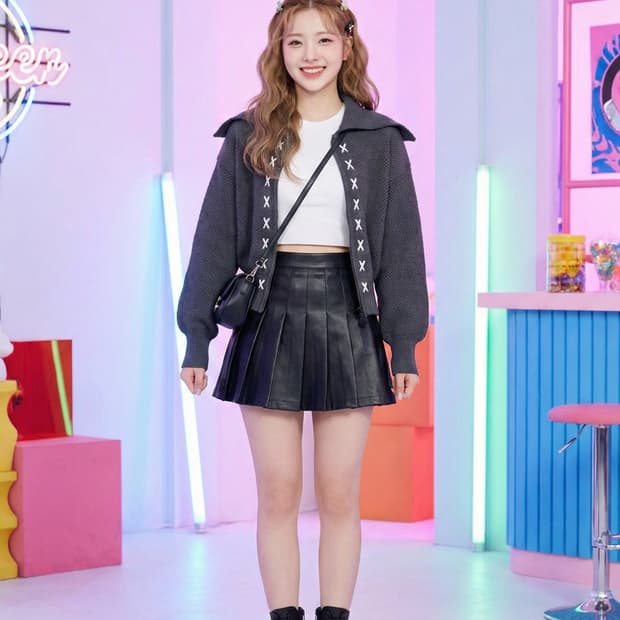 KUOSE 쿠오세 세일러 카라 스티치 니트 집업