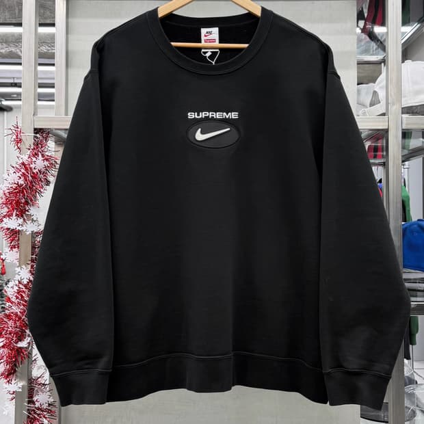 슈프림 x 나이키 쥬얼 크루넥 스웻 맨투맨 블랙