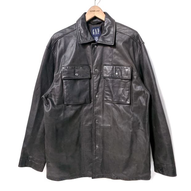 [XL] 90s 갭 레더 카 코트 다크 브라운