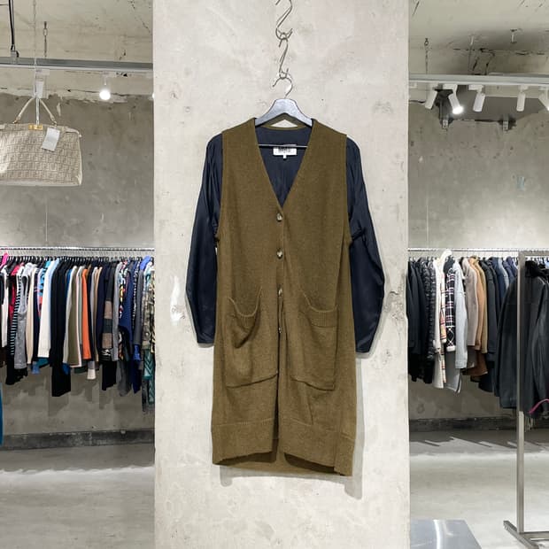 mm6 메종 마르지엘라 카키 도킹 베스트 아크릴 코트