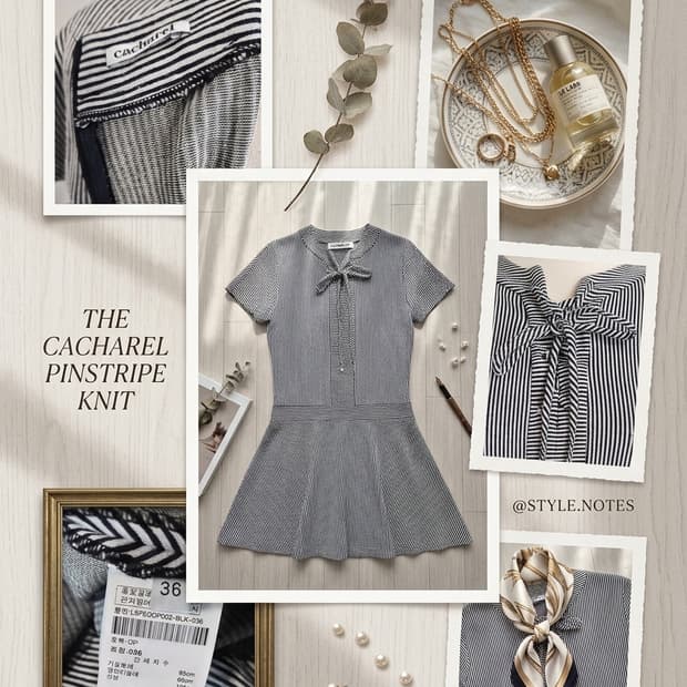 [프랑스 감성] 까샤렐(Cacharel)  스트라이프 리본 원피스