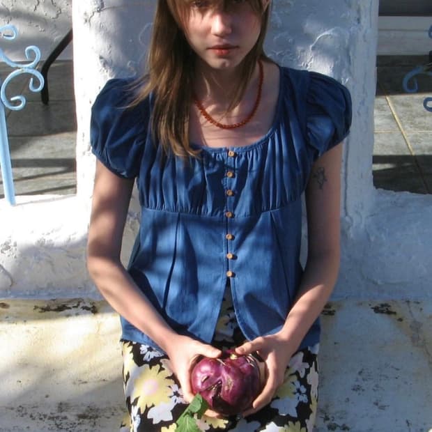 시눈 셔링 퍼프 블라우스 데님