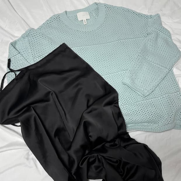 H&M 니트, 새틴 스커트 set