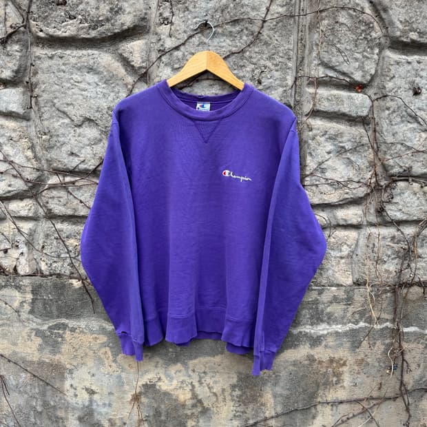 90s 챔피온 빈티지 usa 자수로고 플레인 스웻 셔츠 맨투맨 L