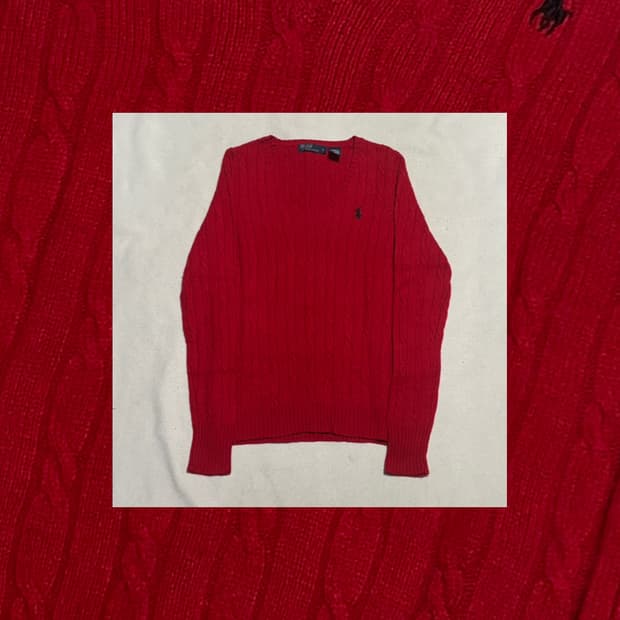 🎄폴로랄프로렌 레드 꽈배기 니트🎄