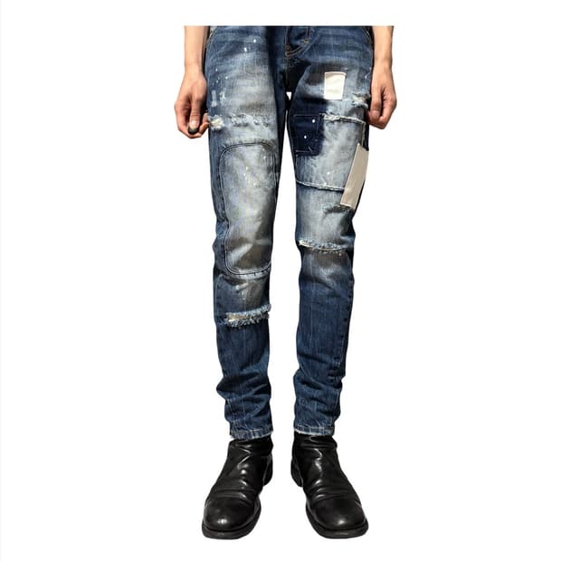 Patchwork Paint-Splatter Jeans