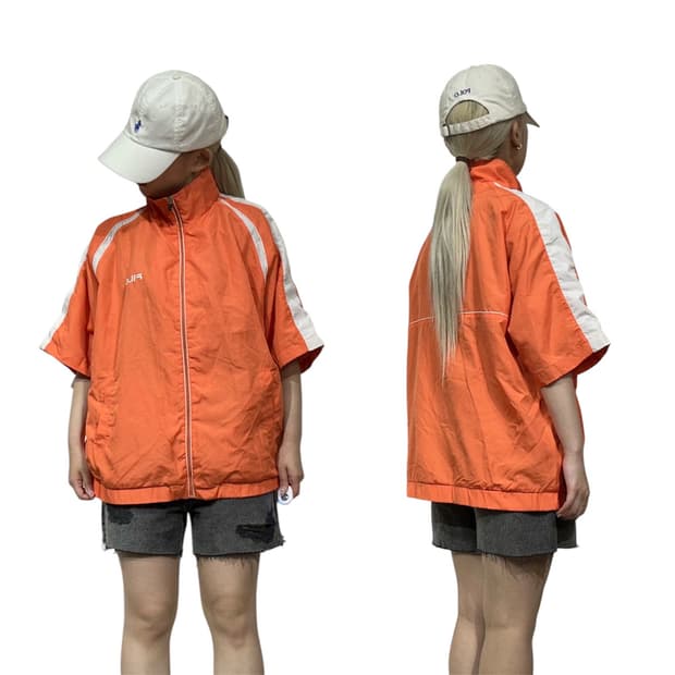 휠라 오렌지 화이트 사이드 라인 오버핏 트랙 자켓 L
