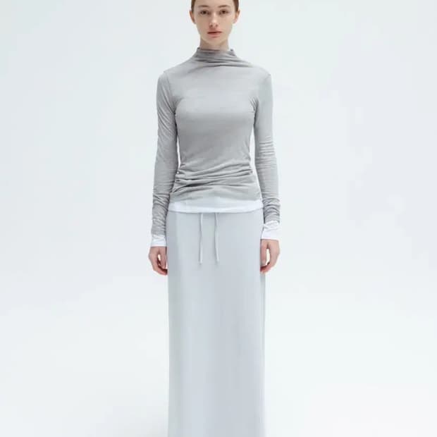 LFM Drawstring Maxi Skirt (Mist Gray)