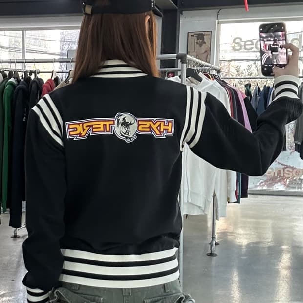 히스테릭글래머 90s 백로고 코튼 스타디움자켓