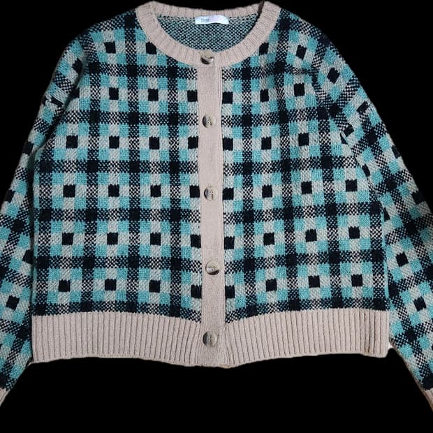 트렌드컬렉션 체크 니트 가디건