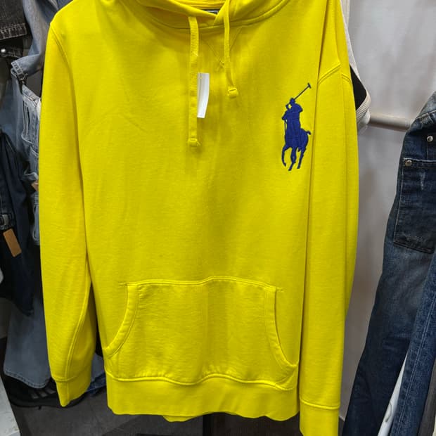 폴로 랄프로렌 빅포니 옐로우 후드티 XL 사이즈