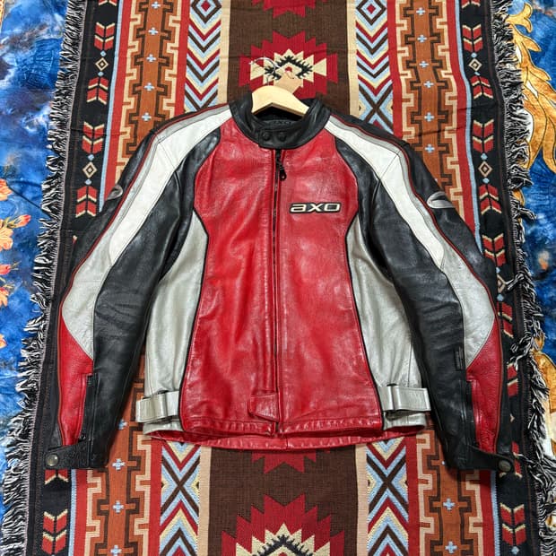 axo 빈티지 모터사이클 소가죽 레이싱 자켓