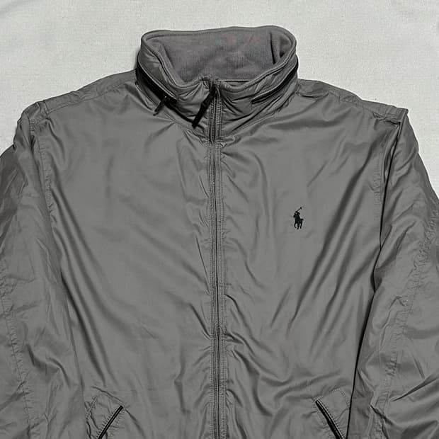 M 폴로랄프로렌 내장후드 메탈릭 그레이 폴리쉘 페리 자켓