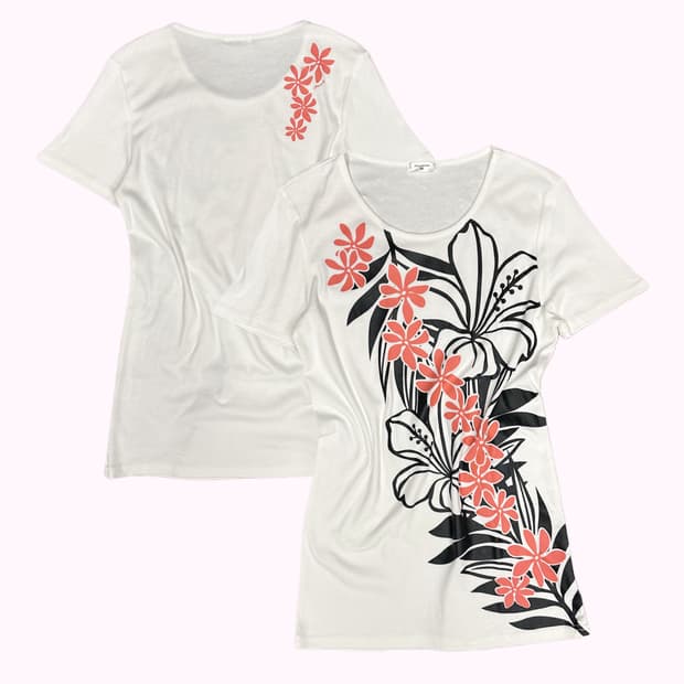 hawaiian flower white t-shirt