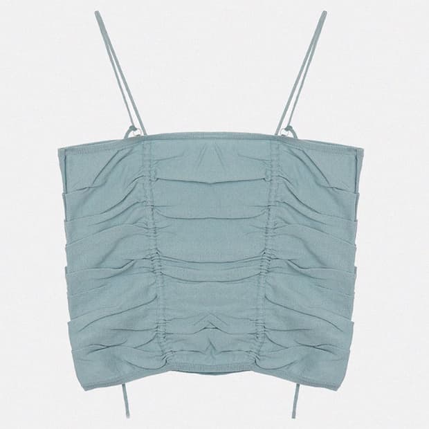 [르 LE] 셔링 뷔스티에 탑 (라이트 블루 / Free)