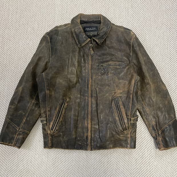 타임 앤 타이드 워시드 레더 자켓
