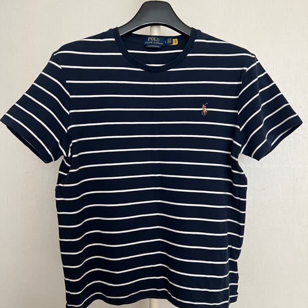 폴로 랄프로렌 커스텀 슬림핏 스트라이프 티셔츠 네이비