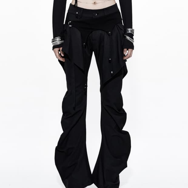 카시코 레이어드 스트랩 팬츠 블랙 Layered Strap Pants