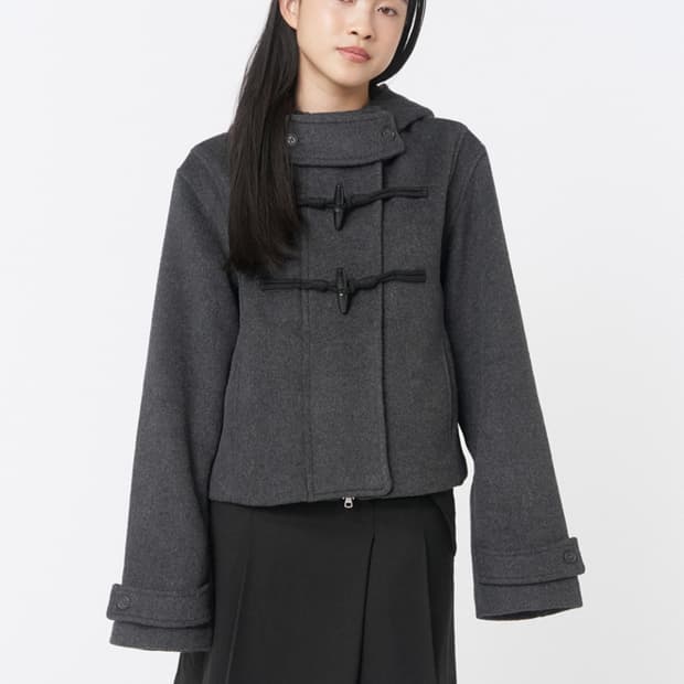 미세키서울 더플 후디 숏코트 차콜