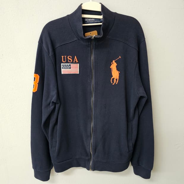 폴로 랄프로렌 네이비 집업 자켓 USA 성조기