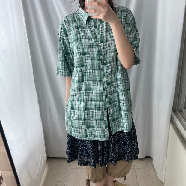 패치워크 박시 셔츠