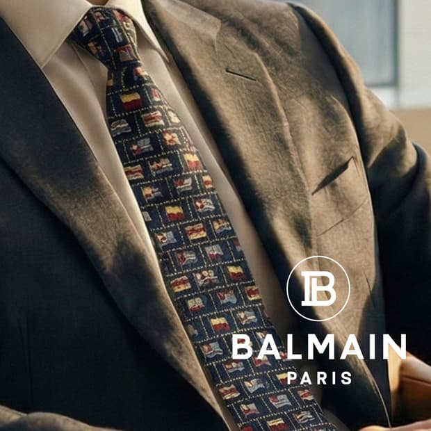 발망 실크 네이비 국기 패턴 넥타이 9.6cm A+등급 A19621
