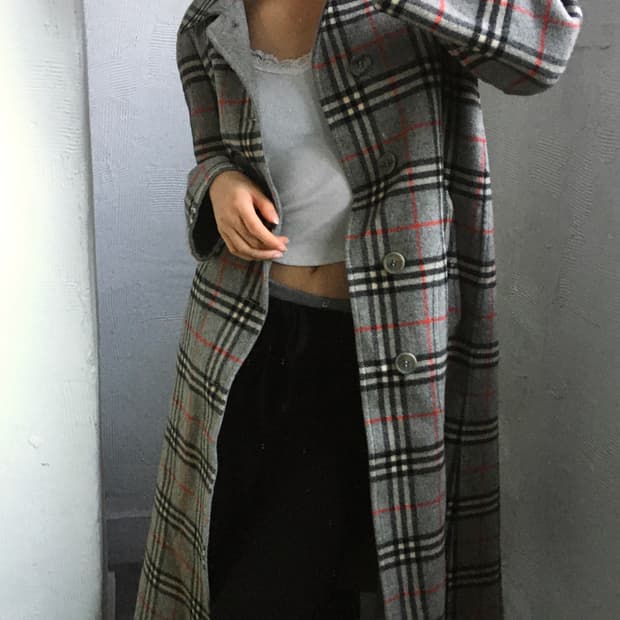 Burberrys 버버리 90s 리버시블 노바체크 그레이 울 