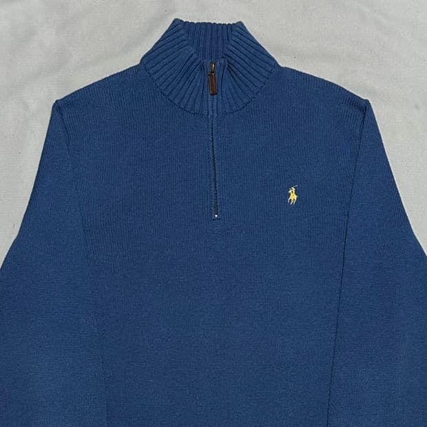 M 폴로랄프로렌 반집업 블루 코튼 니트