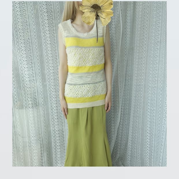Yellow Striped Knit 옐로 롱니트
